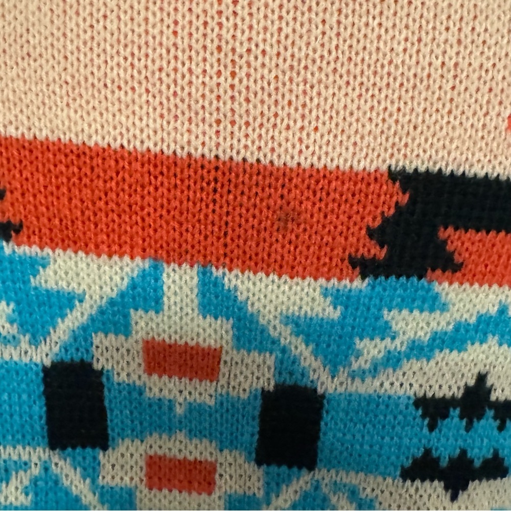 Moon Collection Southwestern Draped Cardigan – Coral & Turquoise (S) - Picture 6 of 9